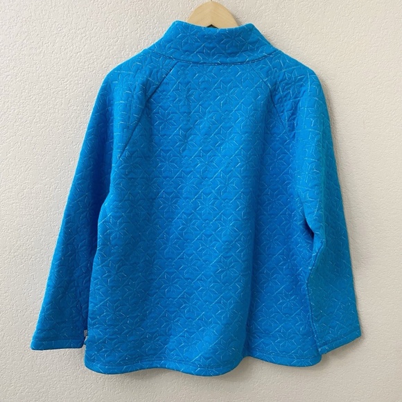 T by Talbots Pullover Sweatshirt Size Large Blue Embroidered Metallic Snowflake - Picture 5 of 5